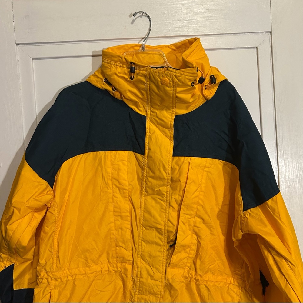 Columbia Coat Womens Large Yellow Long Sleeve Polyester Full Zip Hooded Pockets